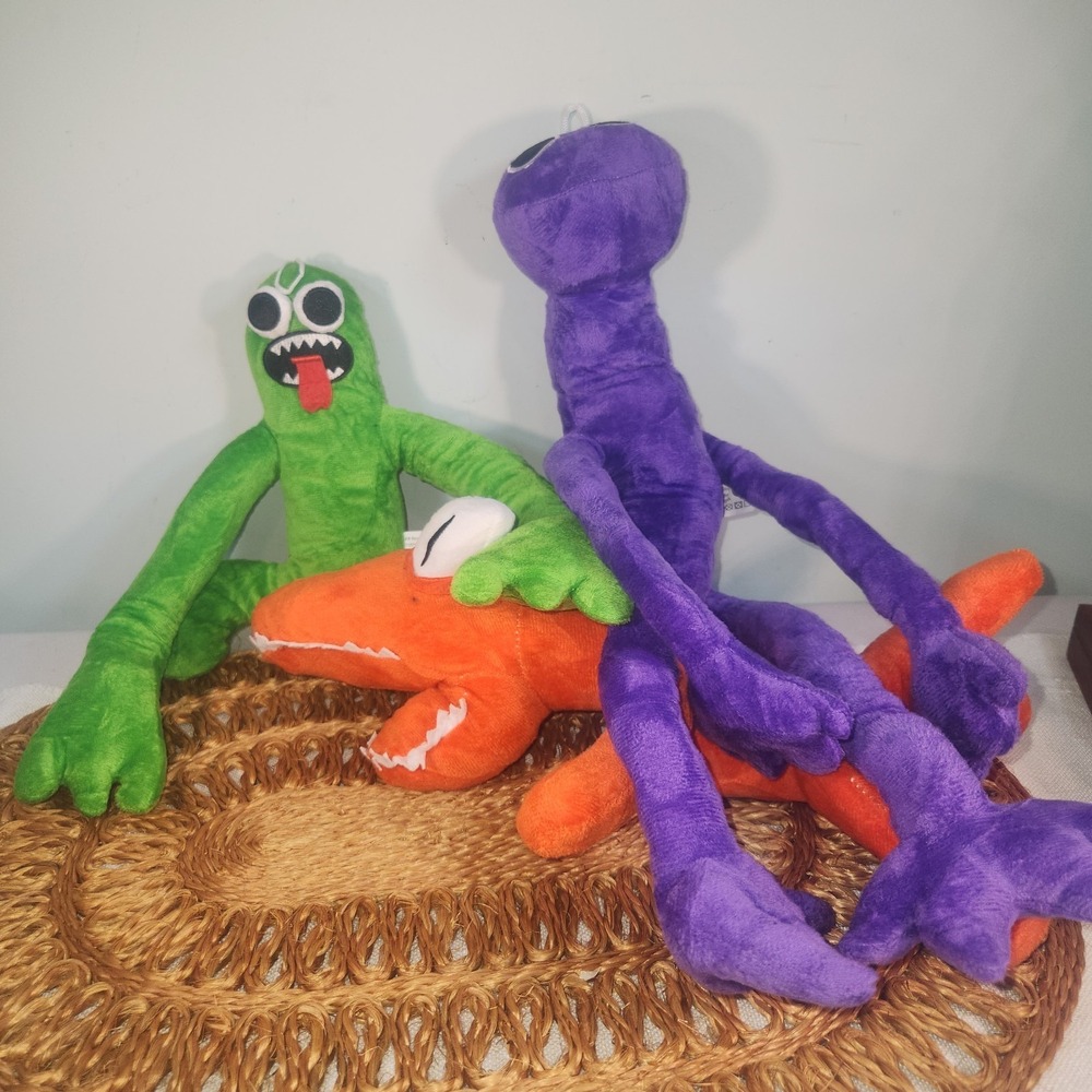 Lot of 3 Monster Plush Toys | Long-Limb Stuffed Creatures | Green Purple Orange